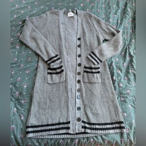 Women’s olive +oak grey and black long cardigan size xl